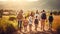 Children discovering wildlife while hiking with their family.