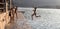 Children diving in the bay of kotor