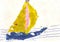 Children drawing colorful sailboat