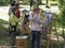 Children drawing on easels outdoor