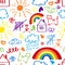 Children drawing seamless pattern