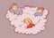 Children dreaming on cloud. Cartoon style vector illustration