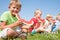 Children eating watermelon