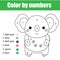 Children educational game. Coloring page with cute koala. Color by numbers, printable activity