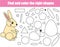 Children educational game. Find the rigth pieces and complete the picture. Puzzle kids activity. animals theme. learning shapes