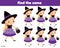 Children educational game. Find same pictures. Find two identical witch. halloween fun for kids and toddlers