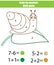 Children educational game. Mathematics actvity. Color by numbers, printable worksheet. Coloring page with snail