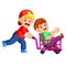 The children enjoy playing trolley