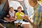 Children enjoying playing in the tent