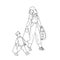 Children Etiquette Help To Adult Carry Bags Vector