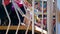 Children on fairground chair swing ride at fun fair