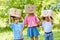 Children with fantasy play with cardboard boxes