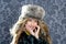 Children fashion girl with winter leopard coat