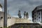 Children from Fatima, a small architectural monument on one of the roundabouts in Fatima,