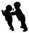 Children fighting silhouette vector