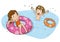 Children with float water rings illustration