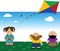 Children flying a Kite