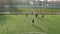Children footballers playing soccer match outdoor