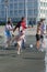 Children frolic during the heat in the city fountain. Russia, Ulyanovsk 19 June 2021