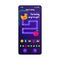 Children game smartphone interface vector template. Mobile app page violet design layout. Labyrinth path screen. Flat UI