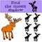 Children games: Find the correct shadow. Cute kind elk.