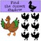 Children games: Find the correct shadow. Little cute duck.