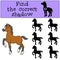 Children games: Find the correct shadow. Little cute foal.