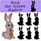 Children games: Find the correct shadow. Little cute hare.