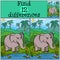 Children games: Find differences. Cute kind elephant.