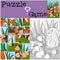 Children games: Puzzle. Little cute squirrel.