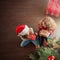 Children with gift under christmas tree