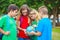 Children with a globe are learning geography