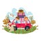 children going for a vacation. Vector illustration decorative design