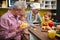 Children with grandparents having fun