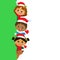 Children And Greeting Christmas And New Year Banner, Multicultural Kids In Christmas Costume Characters.