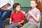 Children having music lessons in school