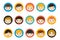 Children heads, avatar. Color flat vector.