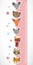 Children height meter wall sticker. Set of funny animals muzzle pink stiker with stars. Vector