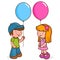 Children holding balloons. Vector illustration