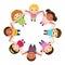 Children holding hands in a circle