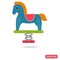 Children horse swing color icon in flat design