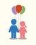 Children icon, couple icon with balloons