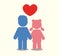 Children icon couple icon with heart Love little boy and girl