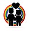 Children icon couple icon with heart Love little boy and girl graphic vector.