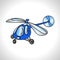 Children illustration technique blue helicopter