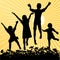 Children jumping in the sun