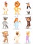 Children kids animal costumes vector characters Christmas party wearing fancy dress masquerade kids holiday illustration