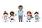 Children / kids with male adult holding hands, illustration