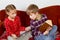 Children learn from the book readers and tablets