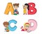 Children learn the English alphabet.Vector and illustration.